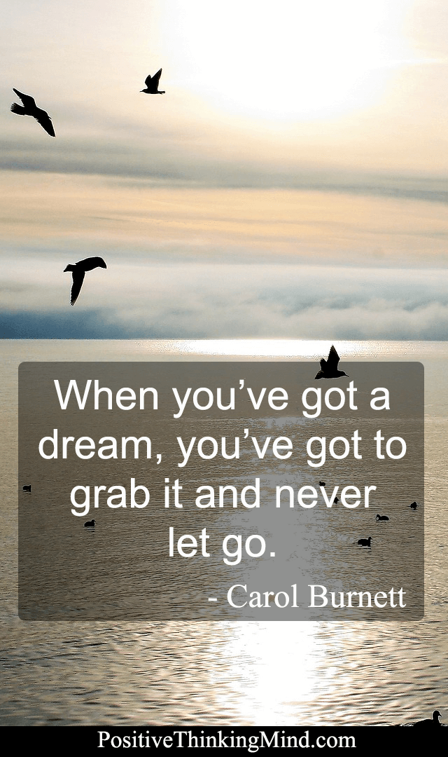 When you’ve got a dream, you’ve got to grab it and never let it go – Carol Burnett