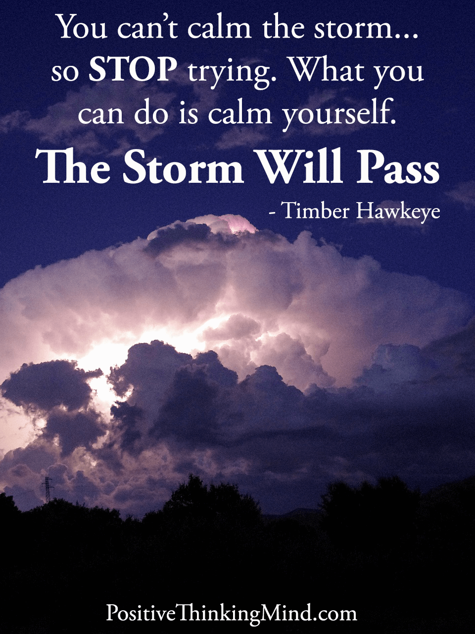 You can't calm the storm so STOP trying - Timber Hawkeye 